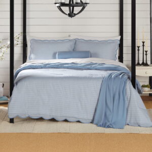 Mainstays King Comforter Set, All-Season, 5-Piece, Blue Pick Stitch Scallop