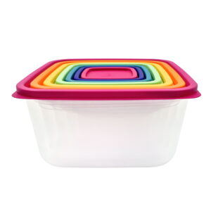 Mainstays Plastic Rainbow Food Storage Set, Multi Color, 14 Count, Best Used for Leftover Storage and Reheating