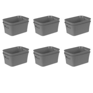 Mainstays Set of (2) Small Bins, Open Plastic Storage Containers, Versatile Stylish Organizers, Gray, 6 Pack