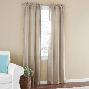 Mainstays Solid Blackout Curtain Panel Pair, Set of 2, Beige, 30”W x 84”L