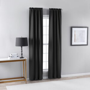 Mainstays Solid Blackout Curtain Panel Pair, Set of 2, Black, 30”W x 95”L