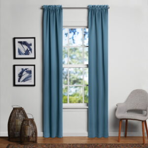 Mainstays Solid Blackout Curtain Panel Pair, Set of 2, Blue, 30"W x95"L