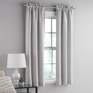 Mainstays Solid Blackout Curtain Panel Pair, Set of 2, Light Gray, 30”W x 63”L