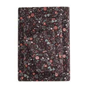 Mainstays Super Soft Brushed Microfiber Bed Sheet Set, Dark Brown Floral, King, 4 Piece