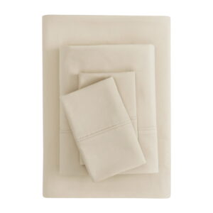 Mainstays Super Soft Brushed Microfiber Bed Sheet Set, Papyrus Beige, King, 4 Piece