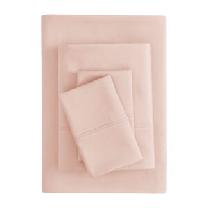 Mainstays Super Soft Brushed Microfiber Bed Sheet Set, Pink Blush, King, 4 Piece