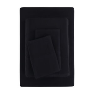 Mainstays Super Soft Brushed Microfiber Bed Sheet Set, Rich Black, King, 4 Piece