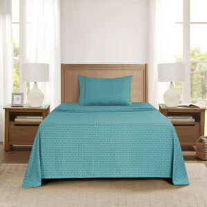 Mainstays Super Soft Brushed Microfiber Bed Sheet Set, Teal Medallion, Twin-XL, 3 Piece