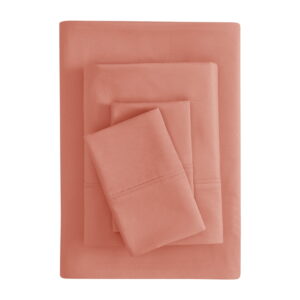 Mainstays Super Soft Brushed Microfiber Bed Sheet Set, Terracotta Clay, Full, 4 Piece