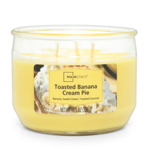 Mainstays Toasted Banana Cream Pie Scented 3 Wick Candle, 11.5 oz.