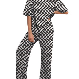 MINTREUS Lounge Sets for Women Knit Short Sleeve Tops and Long Pants Soft Comfy Pajamas Set Oversized 2 Piece Outfits S-2X