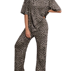MINTREUS Lounge Sets for Women Knit Short Sleeve Tops and Long Pants Soft Comfy Pajamas Set Oversized 2 Piece Outfits S-2X