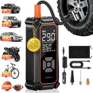 Ophanie Cordless Tire Inflator Portable Air Compressor, 160PSI, 6000mAh Long Range Battery, Air Pump for Car Tires, Bike, Motorcycle, Electric Pump with LED Light & Digital...