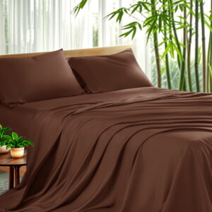 Sonoro Kate Luxury Bamboo Bed Sheet Set - Deep Pockets - 3 Piece, Twin, Brown