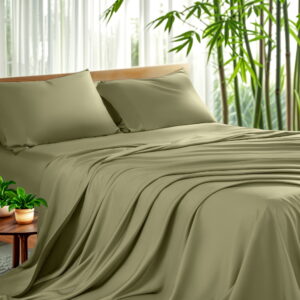 Sonoro Kate Luxury Bamboo Bed Sheet Set - Deep Pockets - 3 Piece, Twin XL, Sage Green