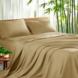 Sonoro Kate Luxury Bamboo Bed Sheet Set - Deep Pockets - 3 Piece, Twin XL, Taupe
