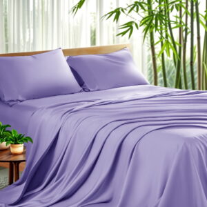 Sonoro Kate Luxury Bamboo Bed Sheet Set - Deep Pockets - 4 Piece, California King, Lavender