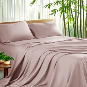 Sonoro Kate Luxury Bamboo Bed Sheet Set - Deep Pockets - 4 Piece,California King, Light Pink