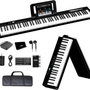 Terence 88-Key Semi-Weighted Folding Portable Electronic Piano with Bluetooth, LCD Screen, Speakers, 2X5W Speakers